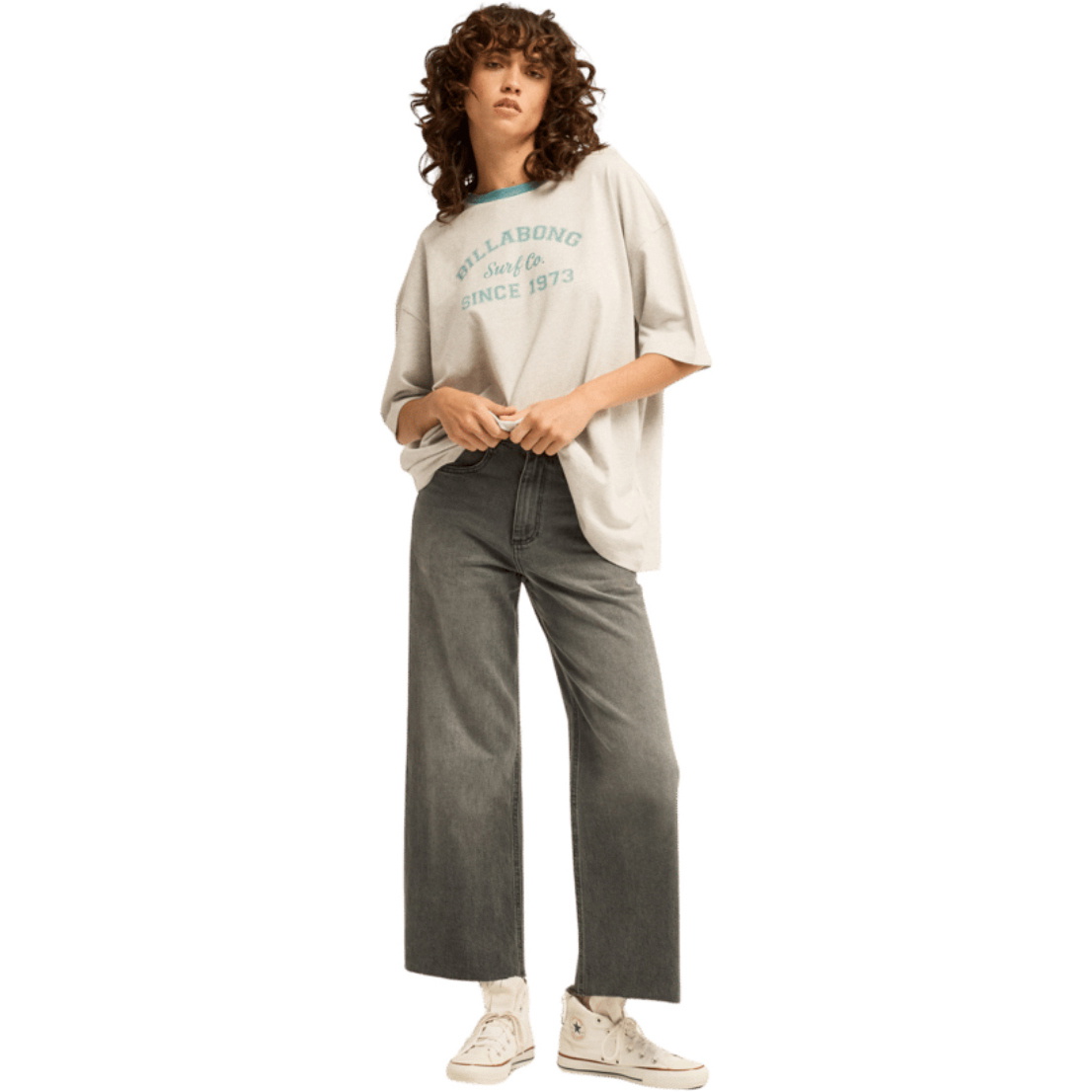 2026 Billabong Womens Fresh Breeze Oversized T-Shirt EBJZT00632 - Grey Heather